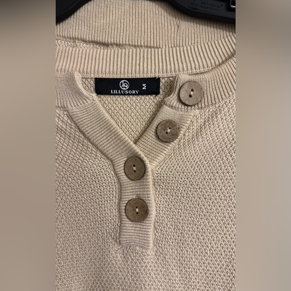 Beige Button-Up Lounge Set - Picture 3 of 4